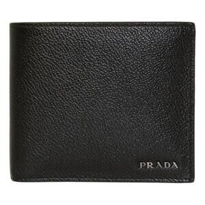 Prada Black Vitello Micro Grain Leather Bifold